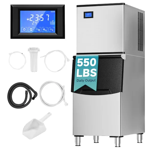 Miniatura 11 de EUHOMY Commercial Ice Maker Machine,1000lbs/24H,Industrial Ice Machine with 300lbs Storage Bin,Ice Ready in 10-15 Mins,SECOP