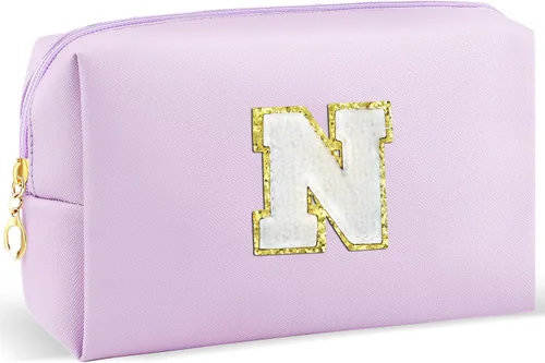 Miniatura 78 de URSKYTOUS Regalos para niñas, bolsa de maquillaje con inicial, bolsa de cosméticos personalizada con cremallera, bonita bolsa de aseo de viaje, Azul