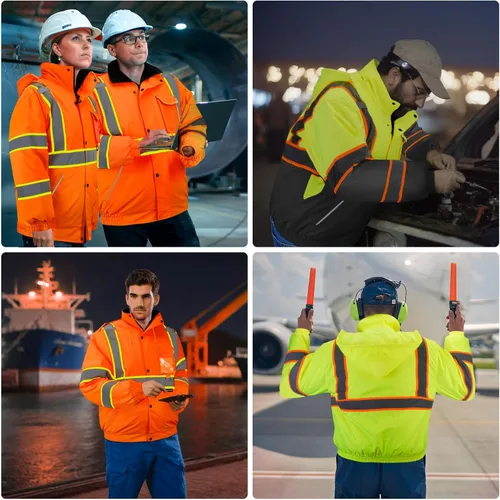 Miniatura 2 de TICONN Waterproof Safety Bomber Jacket, Winter Rain Jacket Hi Vis Reflective, ANSI Class 3 Work Rain Coat