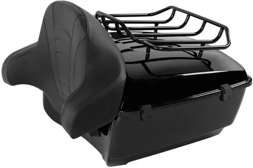 Miniatura 2 de TCMT Caja de maletero King para motocicleta con respaldo y montaje para dos personas, compatible con Harley 2009-2013 Touring Road Street Electra