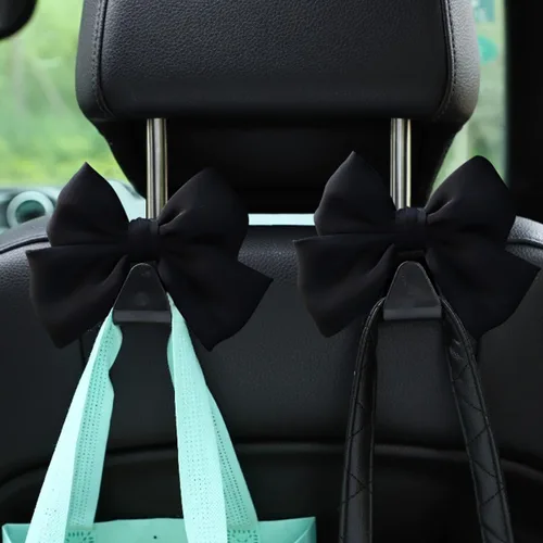 Miniatura 6 de Mandark 2 piezas de ganchos para reposacabezas de asiento de automóvil, lindos ganchos de arco para bolsos y bolsas, accesorios de decoración