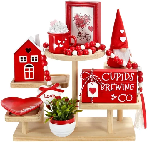 Miniatura 11 de Decoraciones Navideñas Juego de 8 Piezas de Decoración para Bandejas Escalonadas, Bonita Decoración Navideña de Mesa para Hogar Estante Repisa