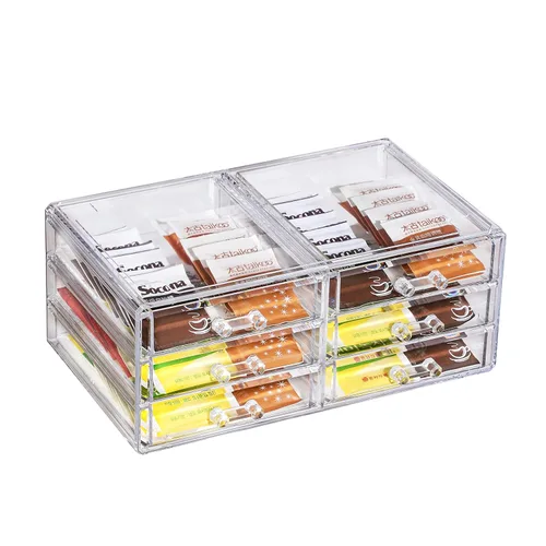 Miniatura 7 de Cq acrylic 1 paquete de cajones de almacenamiento apilables transparentes para tocador, organizador de escritorio apilable de 3 cajones con cajones