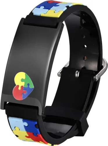 MEALGUET Pulseras de identificación de alerta médica para niños, pulsera de identificación médica ajustable de silicona y acero inoxidable para