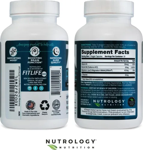 Miniatura 10 de Nutrology Zen Restore - 400 mg de malato de magnesio, vitamina D3 y L-teanina, apoya el sueño, la recuperación muscular y el bienestar suprarrenal