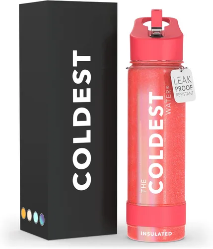 Miniatura 42 de Coldest - Botella para agua con tapa que incluye pajilla, térmica y metálica (acero inoxidable), para hombres y mujeres, color morado