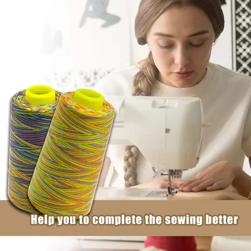 Miniatura 6 de Hilo de serger jaspeado, hilo multiusos para costura, poliéster, 4 conos de 3000 yardas cada carrete para máquina de coser 4 Arco iris
