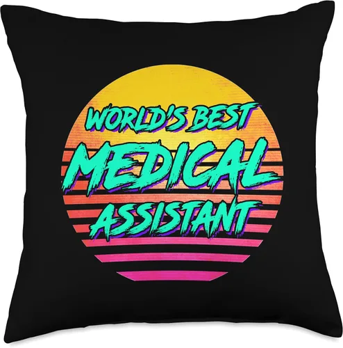 Miniatura 5 de Funny Medical Assistant Nursing Apparel Funny Worlds Best Medical Assistant Retro 1980s CMA - Almohada de tiro CMA, 16 x 16 pulgadas, multicolor