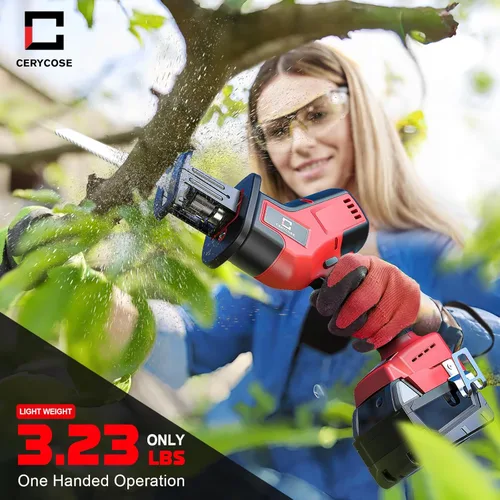 Miniatura 7 de Cerycose Sierra recíproca inalámbrica sin escobillas, compatible con baterías Milwaukee de 18 V, cambio de hoja sin herramientas, incluye 4 hojas