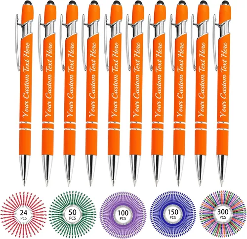 Miniatura 39 de Hasta 500 bolígrafos personalizados a granel, bolígrafo grabado personalizado con punta de lápiz capacitivo, carcasa multicolor retráctil, bolígrafo