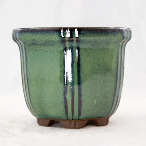 Miniatura 2 de Maceta Shohin para bonsái con malla, hexagonal, color verde oscuro, 4.25 x 4.25 x 3.25 pulgadas
