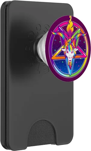 Miniatura 7 de Rainbow Baphomet Pentagram Sigil Popsocket Cabeza de cabra – PopSockets Grip y soporte para teléfonos y tabletas, Negro