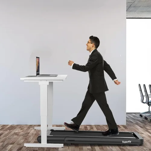 Miniatura 9 de GYMAX Caminadora plegable para debajo del escritorio, máquina de correr y caminar de 4.75HP 2 en 1 con control de frecuencia cardíaca, control por