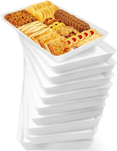 Miniatura 15 de WOWBOX 4 bandejas de servir para entretenimiento, platos para servir aperitivos, frutas, galletas, postres, bandejas de plástico reutilizables
