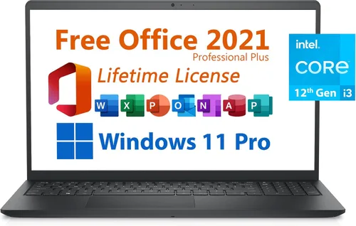 Dell Computadora portátil Inspiron 15 2024, Microsoft Office 2021 gratuito con licencia de por vida, FHD de 15.6 pulgadas 1920 x 1080, Intel 6-Core
