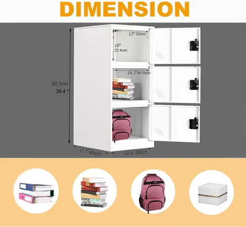 Miniatura 2 de MECOLOR - Casillero pequeño vertical de un solo nivel con cerrojo de candado, almacenamiento de 2 o 3 compartimientos; para empleados, hogar, Blanco