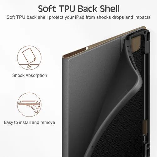 Miniatura 9 de KingBlanc Funda para iPad Pro de 11 pulgadas de 4ª/3ª/2ª/2ª generación (2022/2021/2020) con soporte para lápices, funda de soporte bicolor de cuero