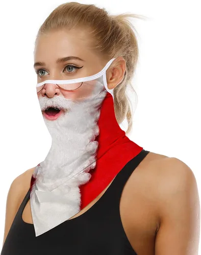 Miniatura 6 de GLUDEAR Máscara facial fea de Papá Noel, reutilizable, lavable, para el cuello, polaina para las orejas