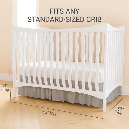 Miniatura 6 de Tamaño matrimonial, color blanco liso, falda de cama con volantes con esquinas divididas, falda de cama de 15 pulgadas, 100% algodón poli, 400