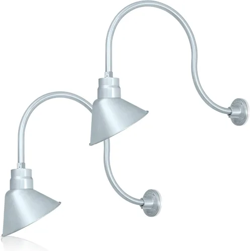 Miniatura 30 de Lámpara de señal de cuello de cisne con pantalla angular negra satinada de 10 pulgadas con brazo de extensión largo de 22 pulgadas, aplique de pared