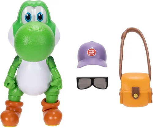 Miniatura 9 de Figuras de acción de la película Super Mario Galaxy de 5 pulgadas Serie 1 – Figura de Yoshi con sombrero, gafas de sol y accesorios de cartera