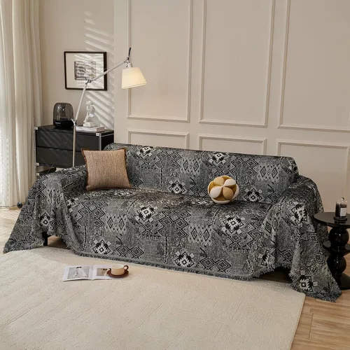 DREAMINGO Fundas de sofá para sofá, estilo bohemio, geométrico y jacquard vintage, de 2 plazas, antideslizante, protector de muebles de felpilla