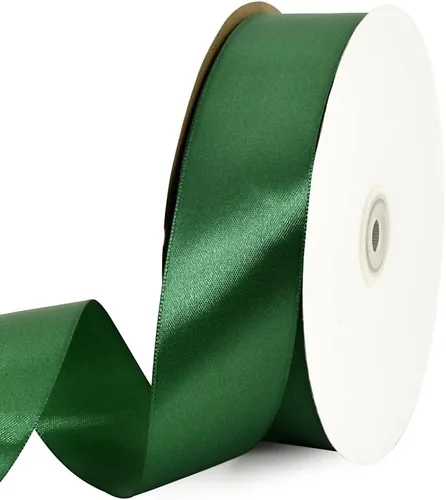 TONIFUL 1-1/2 Pulgadas (40mm) x 100 Yardas de Cinta de Satén Verde Oscuro Ancha de Tela Sólida para Envolver Regalos, Cinta para Silla, Cinta para
