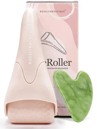 ROSELYNBOUTIQUE Rodillo de hielo para cara y herramientas faciales Gua Sha, arrugas y líneas finas, masajeador de hinchazón, herramientas para el