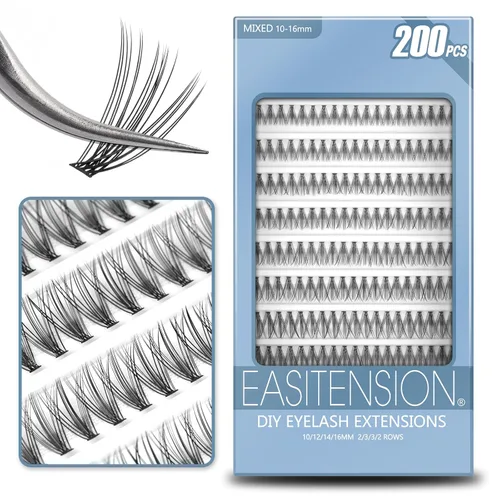 Miniatura 26 de Extensiones de Pestañas DIY Racimos de Pestañas 120 Racimos Pestañas Postizas Efecto 3D Pestañas Individuales Naturales Juego en Casa Kit