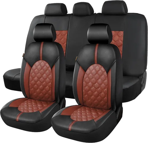 Miniatura 17 de CAROMOP Fundas de asiento de coche de cuero PU de lujo, juego delantero - Fundas de asiento impermeables y antimanchas para automóviles, fundas