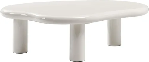 Miniatura 8 de HULALA HOME Mesa de centro moderna inspirada en la nube con parte superior lacada asimétrica, patas ajustables y esquinas redondeadas, mesa central