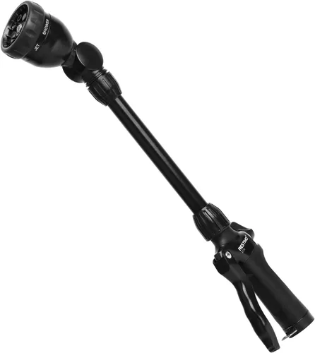 Miniatura 16 de RESTMO - Varita de riego de metal, varita de manguera de jardín resistente con cabeza de trinquete giratoria de 180°, rociador de boquilla
