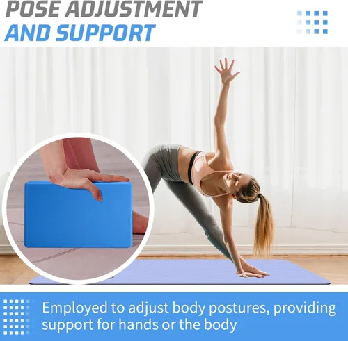 Miniatura 4 de Bloques de yoga 2024, paquete de 2 bloques de yoga de espuma EVA, sin látex, bloques de ejercicio antideslizantes, accesorios de yoga para pilates