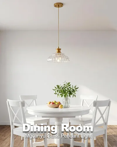 Miniatura 7 de Lámparas colgantes de cristal para isla de cocina, 11.8 pulgadas, iluminación vintage, lámparas de vidrio dorado cepillado, lámpara de techo