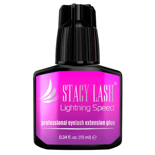 STACY LASH Lightning Speed - Pegamento para extensión de pestañas, 0.34 onzas líquidas, 0.3 segundos en secado/retención, 6-8 semanas/adhesivo negro