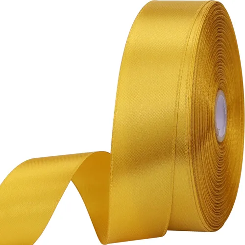 Cinta de satén dorada de 1 pulgada de 50 yardas para envolver regalos, bodas, manualidades, Navidad, Pascua, flores, cabello, decoraciones de Dorado