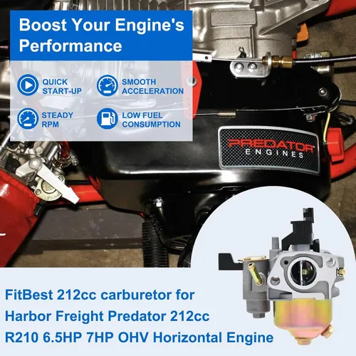 Miniatura 3 de FitBest, carburador con juntas para Harbor Freight Predator 6,5 HP 212 CC, motor Go Kart OHV