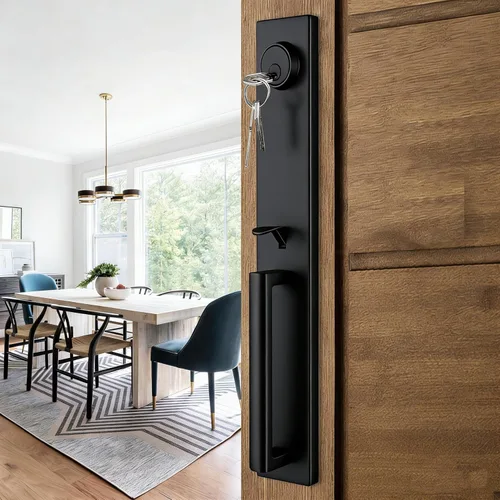 Miniatura 11 de NEWBANG Cerradura electrónica inteligente para puerta con teclado para una sola puerta, manija electrónica sin llave para puerta delantera con Negro