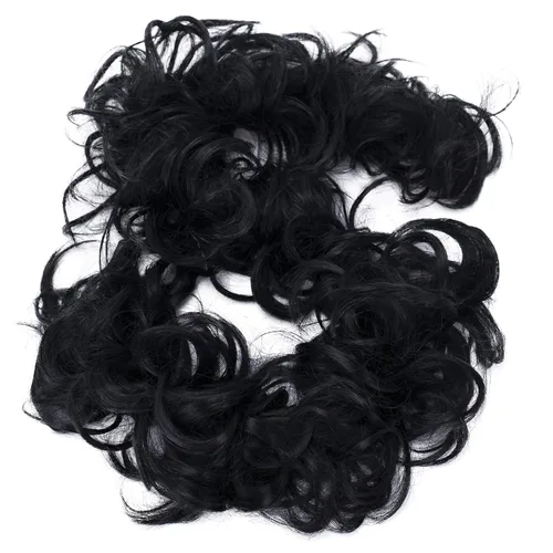 CAISHA Postizo de Cabello, Envoltura de Cabello, Fibras Sintéticas Resistente al Calor, Rizado Desordenado, Recogido, Negro HW6