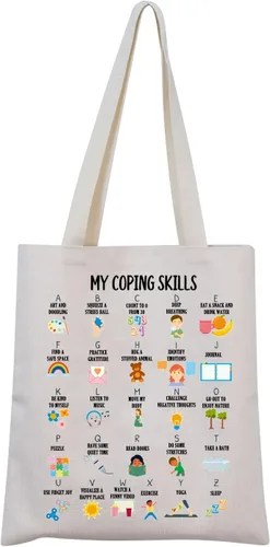 My Coping Skills - Bolsa de mano con alfabeto, regalo de salud mental, consejero escolar, regalo para el cuidado personal, regalo para psicólogo