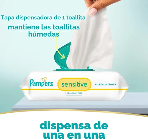 Miniatura 6 de Pampers Toallitas para bebés sensibles, a base de agua, hipoalergénicas y sin perfume, 504 en total (6 paquetes abatibles)
