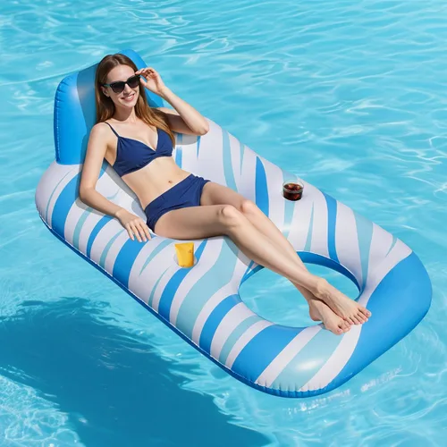 Pool Float for Adults – Extra Large Inflatable Tanning Pool Float with Backrest, Footrest & 2 Cup Holders, Heavy Duty Float Lounger for Pool, Lake,
