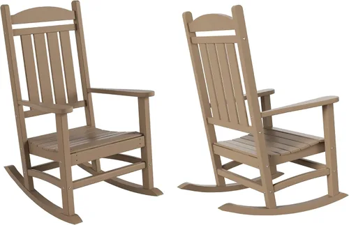 Miniatura 28 de HDPE Laguna Silla mecedora Adirondack de polietileno para exteriores (juego de 2), color negro