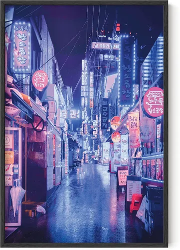 Miniatura 19 de RipGrip Arte de pared de neón, póster de ciudad de Seúl Corea, decoración de dormitorio para niños adolescentes, pósteres estéticos