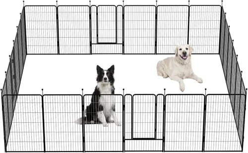 Miniatura 16 de Corralito portátil para perros, valla de ejercicio de metal resistente para mascotas, corral para interiores y exteriores, corral para mascotas