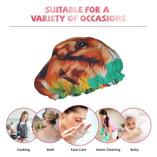 Miniatura 9 de A Cute Dog Reusable Double Layer Waterproof Shower Cap With Elastic Cord For Home Cleaning Facial Care Shower