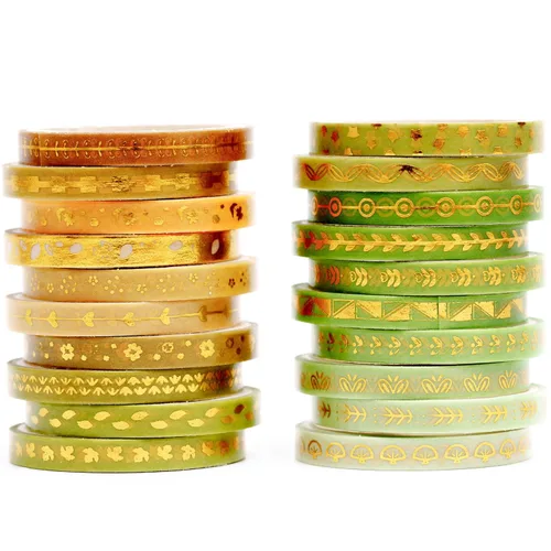 Miniatura 10 de Juego de Cinta Washi Dorada Delgada con Impresión Básica de Lámina, Cintas de Enmascarar Decorativas para Artes, Manualidades DIY, Diarios, Naranja