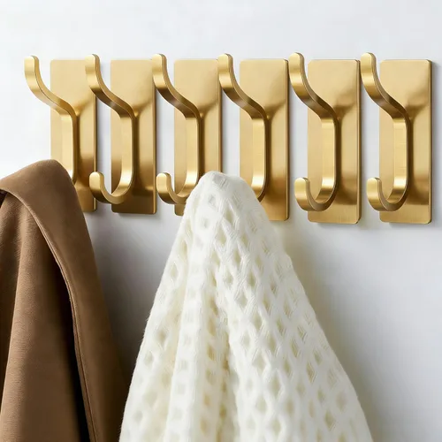 Miniatura 13 de pickpiff Ganchos de Pared Adhesivos para Abrigos - Percha de Puerta Resistente Stick-On, Gancho de Metal para Colgar Toalla, Bolso, Bata, Mochila