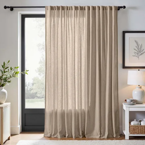 Miniatura 102 de JINCHAN Cortinas de lino de 108 pulgadas de largo, juego de 2 paneles, cortinas de ventana para sala de estar y dormitorio, cortinas