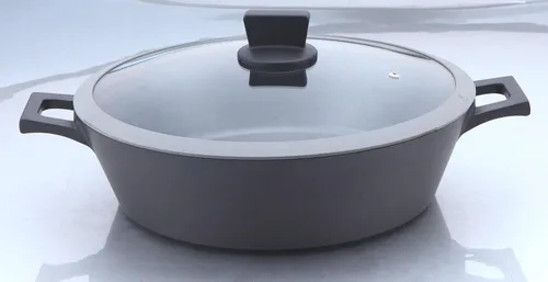Miniatura 3 de 4802-36 Uniware® Best Germany - Olla baja de aluminio fundido antiadherente de 3 capas, con tapa de vidrio, cumple con el estándar de la FDA